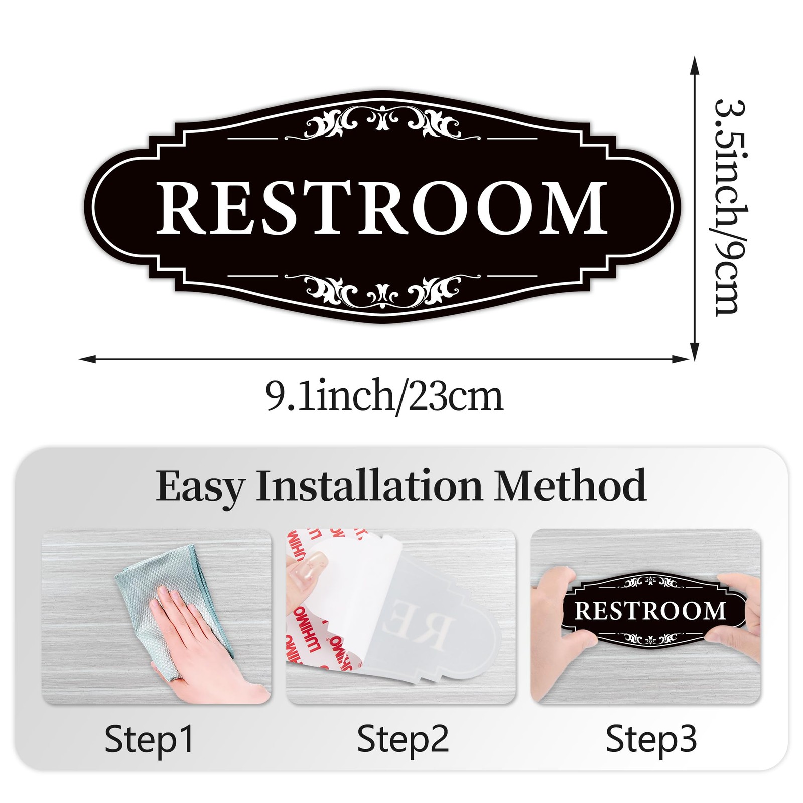 Restroom Sign for Business and Home，Self-adhesive Unisex 9IN,