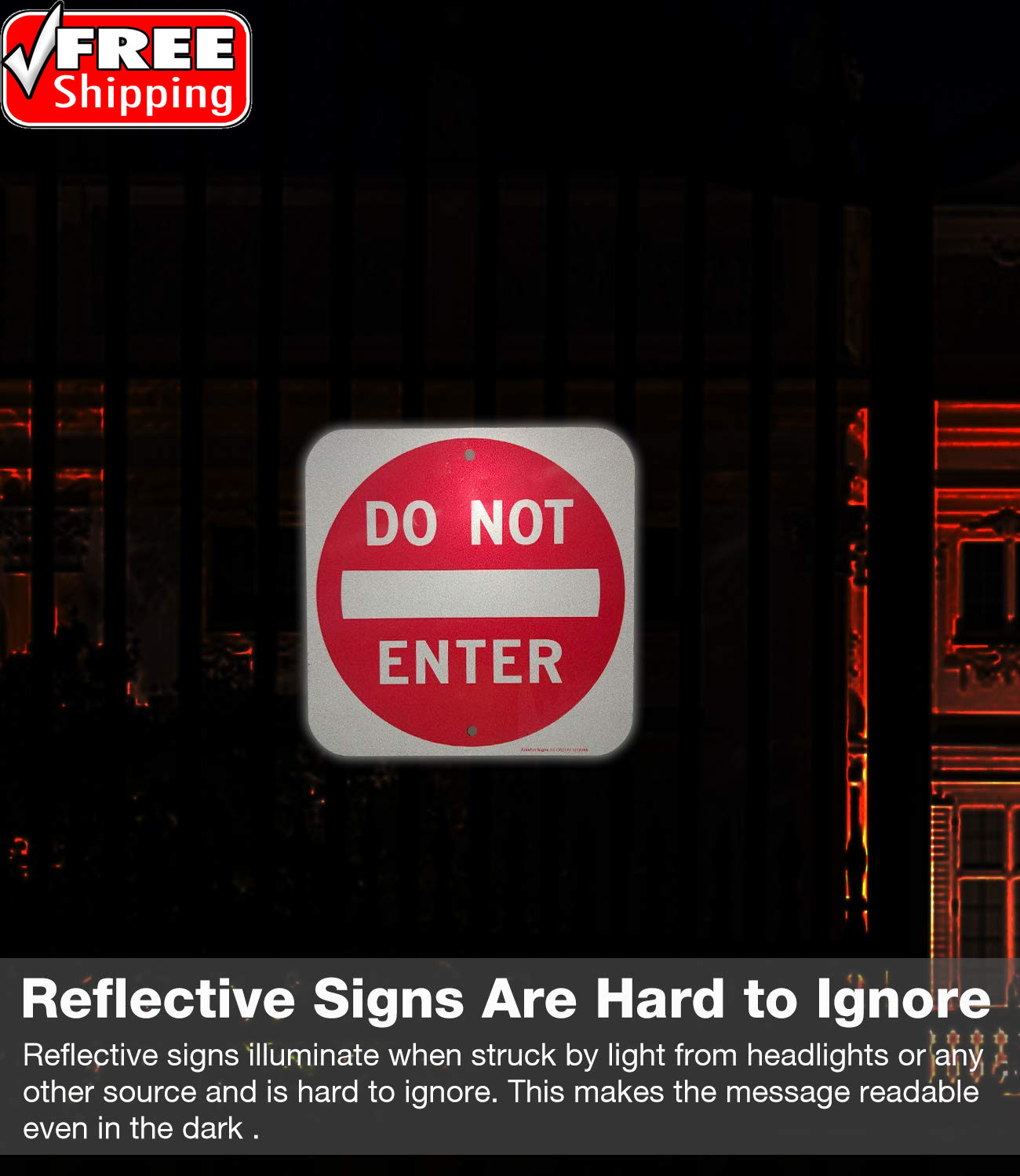 Do Not Enter Sign,12X12 Inch Square .040 Aluminum,Reflective Rust Free Metal Sig