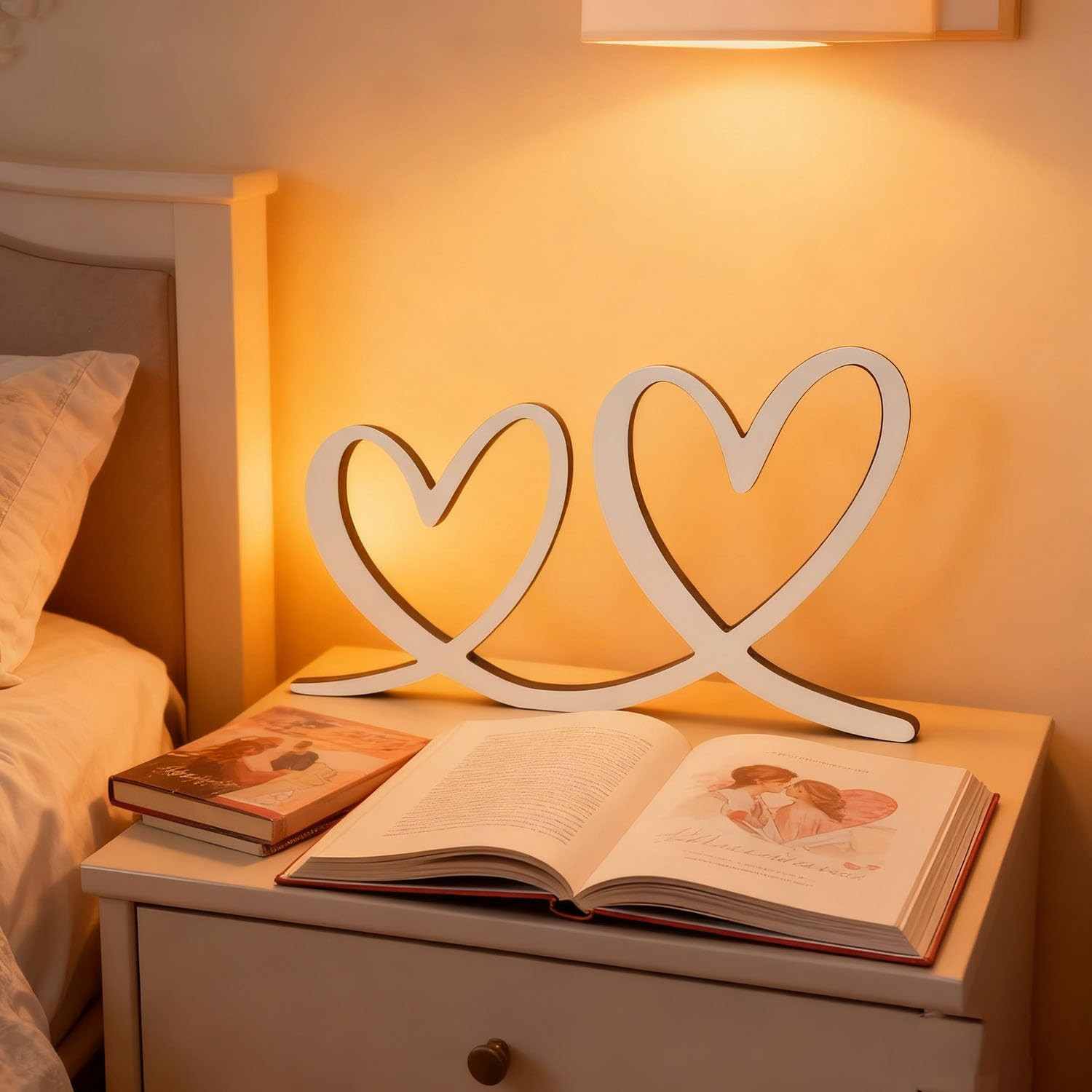 Wooden Heart -Standing Heart Valentines Decorations,Happy Valentines Day Deco…