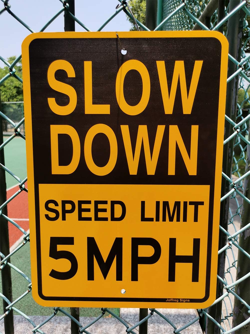 2 PCS Slow Down Speed Limit 5 MPH Sign 17×12 Inch Reflective Aluminum