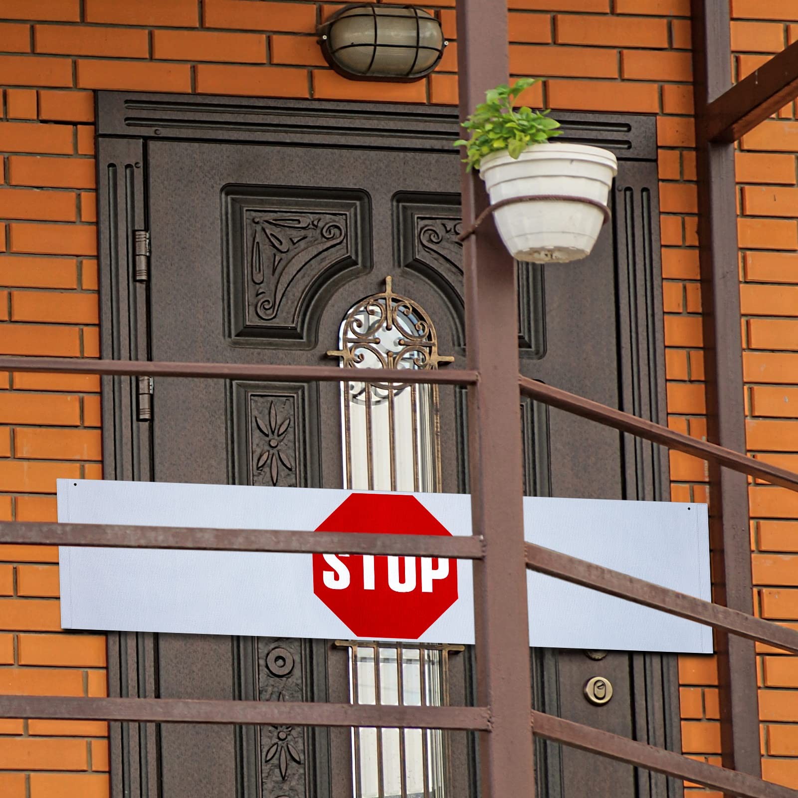 4 Pieces Door Guard Safety Banner 50 x 12 Inch Combination Stop Sign Banner D…