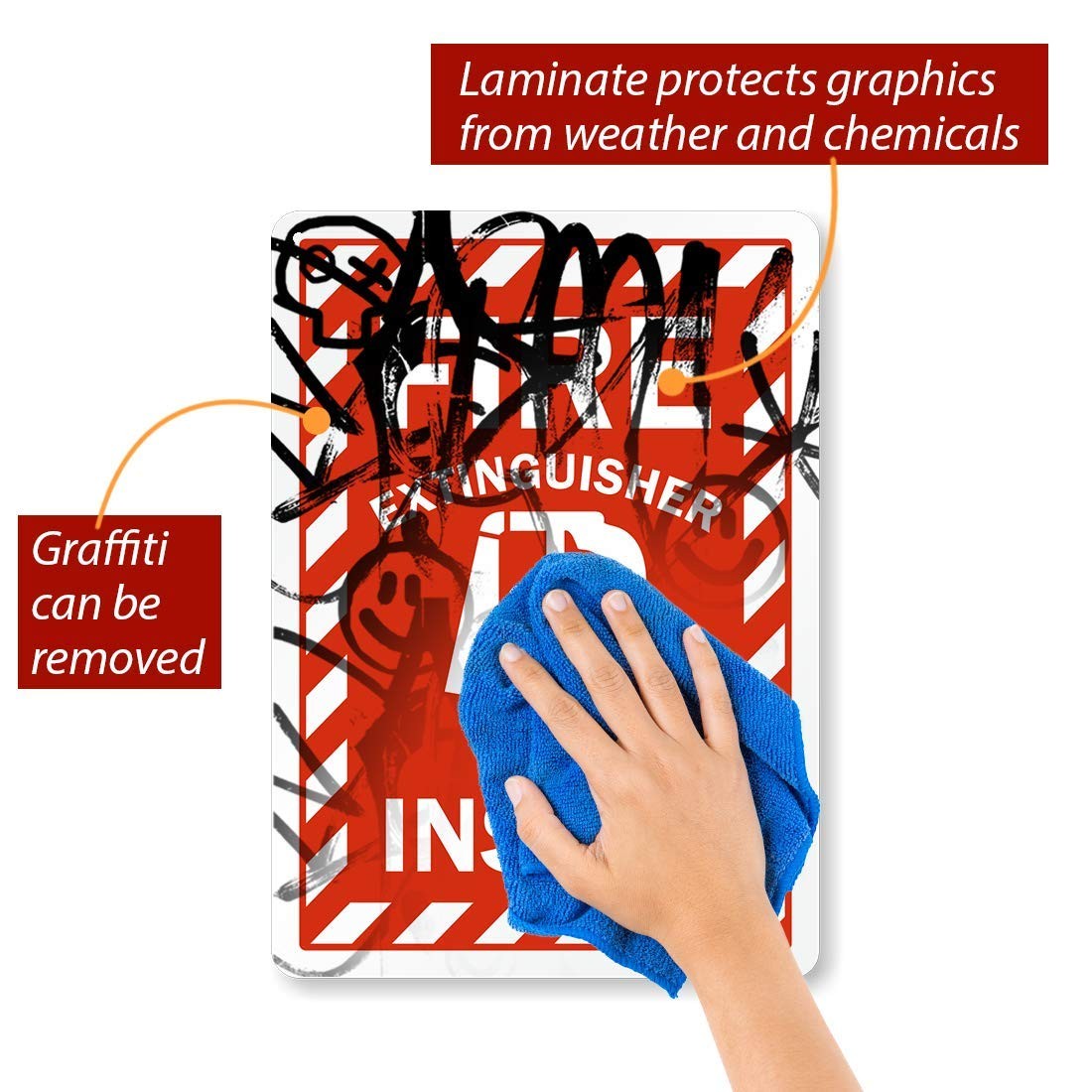 10×14 inch « Fire Extinguisher Inside » Label Laminated Vinyl for Wall Door