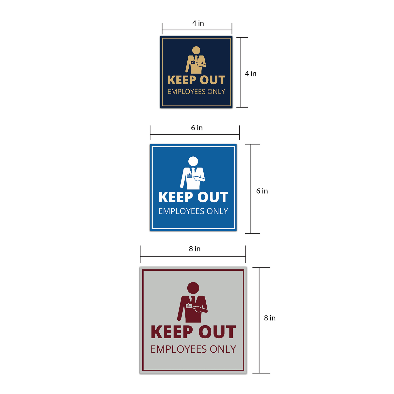 Signs ByLITA Square Keep Out Employees Only Wall or Door Sign