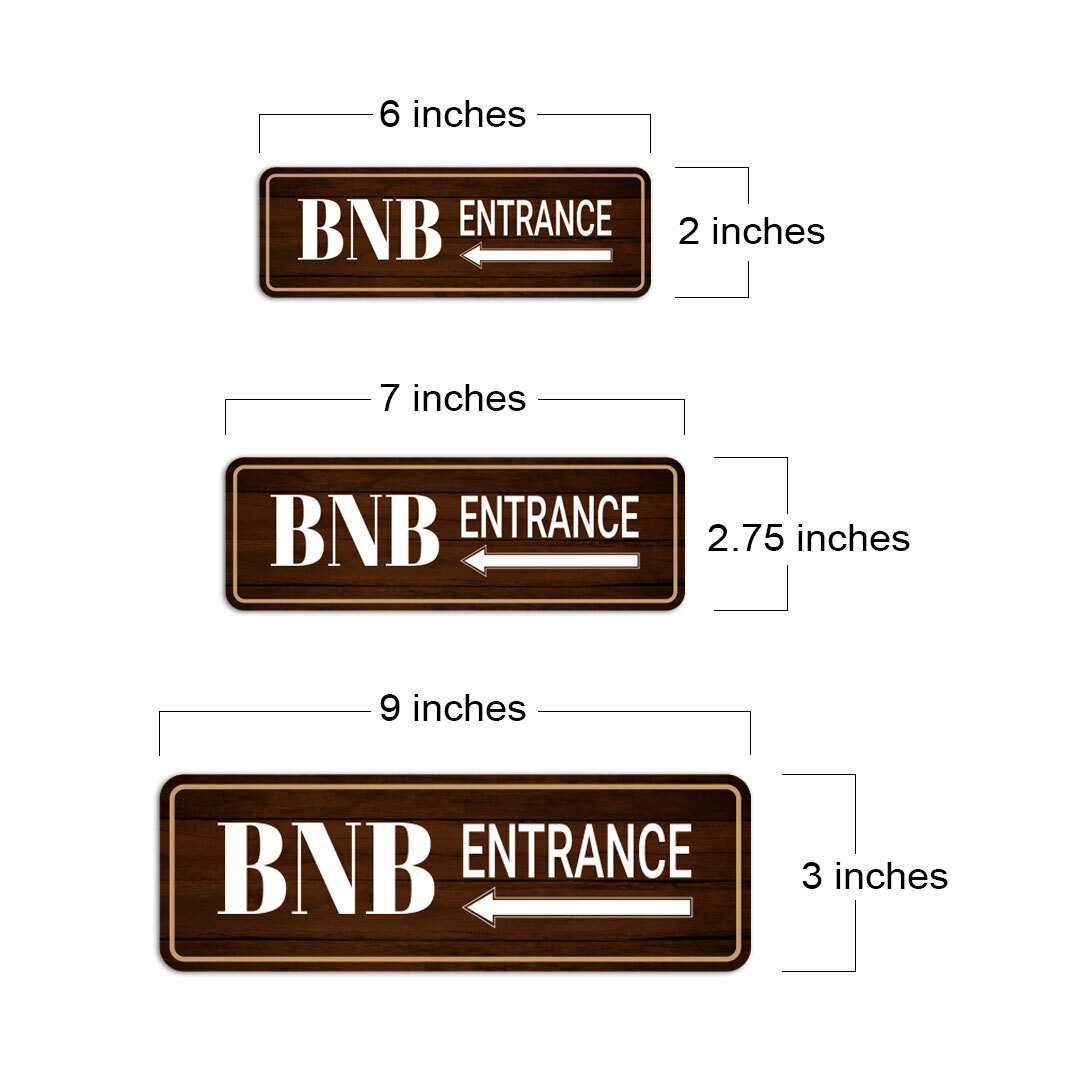 Standard Plus BNB Entrance (Left Arrow) Door or Wall Sign | BnB Hosting Signage