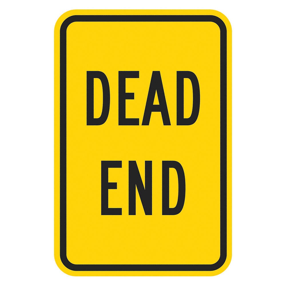 LYLE T1-5322-HI_12x18 Dead End Traffic Sign,18&Prime; x 12&Prime; 449C41