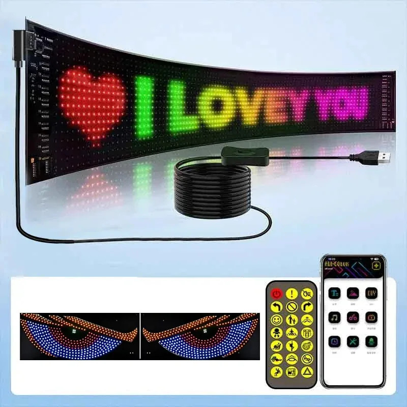 LED Matrix Pixel Panel, Scrolling Bright Advertising LED Signs, Flexible USB 5V
