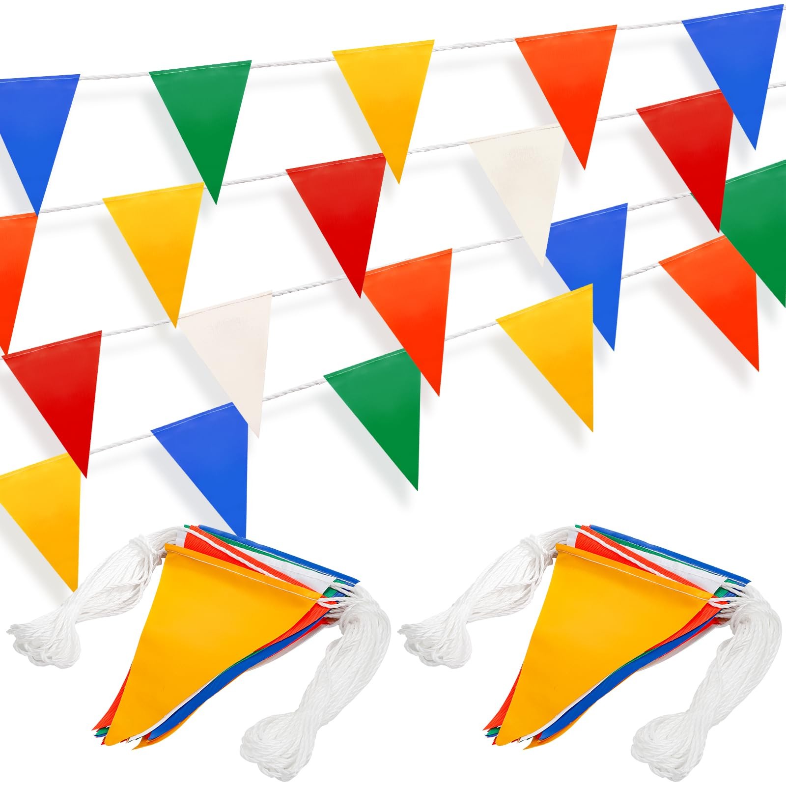 200ft Multicolor Pennant Banner Flags, Safety Warning Flags on String, 7&Prime;x10&Prime;…