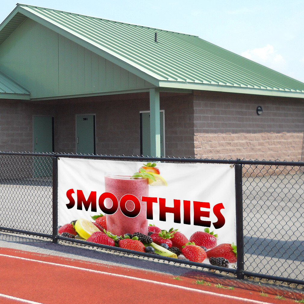 Vinyl Banner Multiple Sizes Smoothies with Background B Restaurant and Food