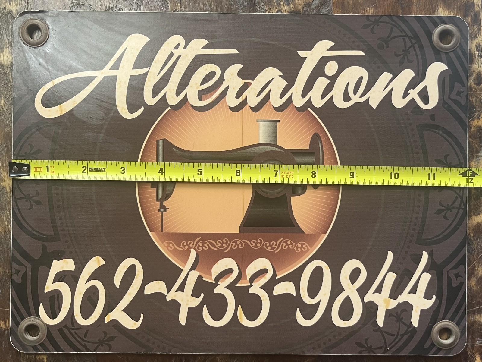 Vintage Custom Tailor Alterations Shop 9&Prime; x 12&Prime; Sign-Old Sewing Machine Image