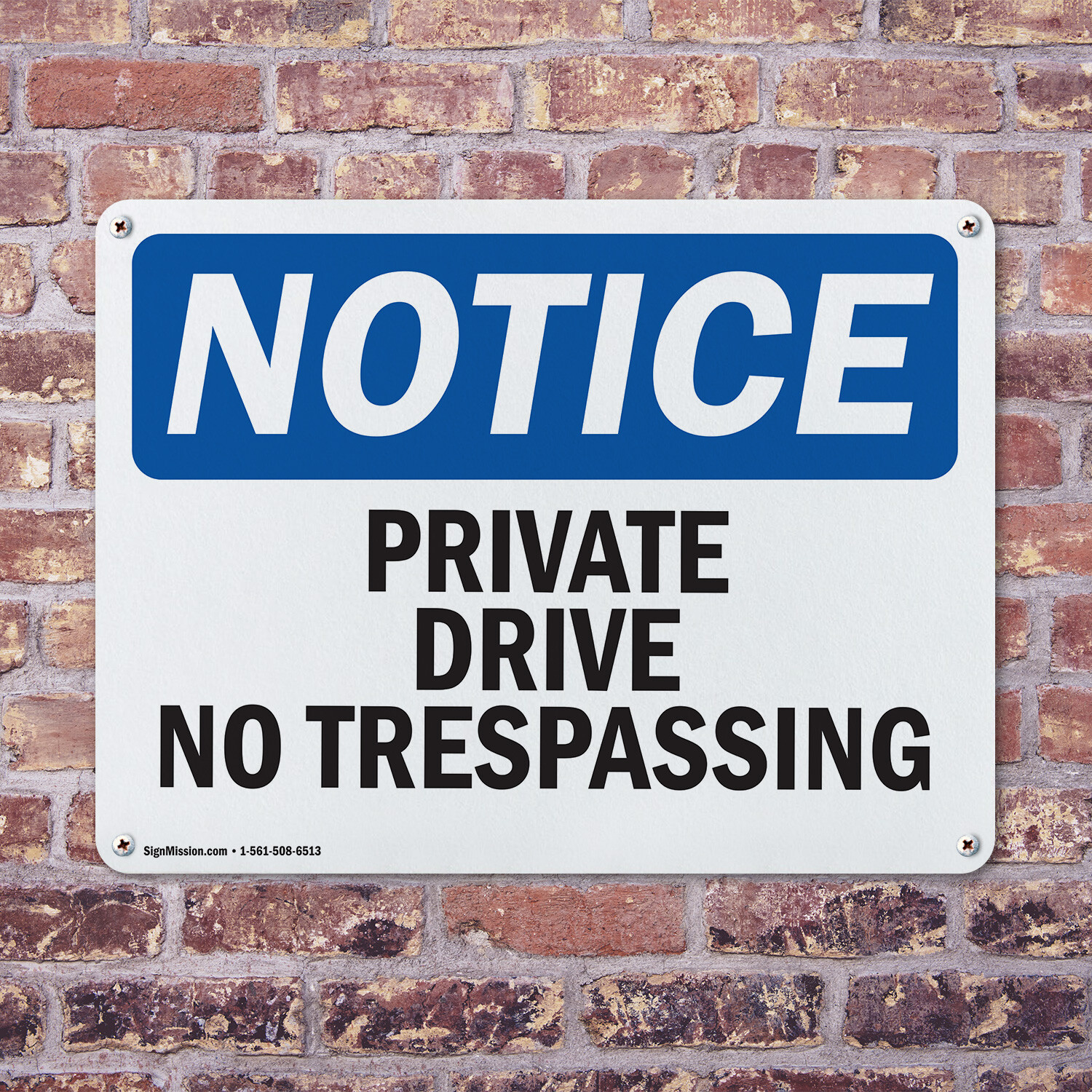 (2 Pack) Private Driveway No Trespassing OSHA Notice Sign Decal Metal Plastic