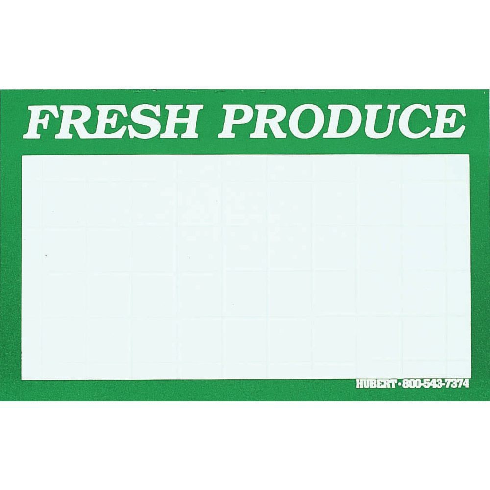 HUBERT® « Fresh Produce » Signs White with Green Border Grid Cards – 11&Prime;L x 7&Prime;H