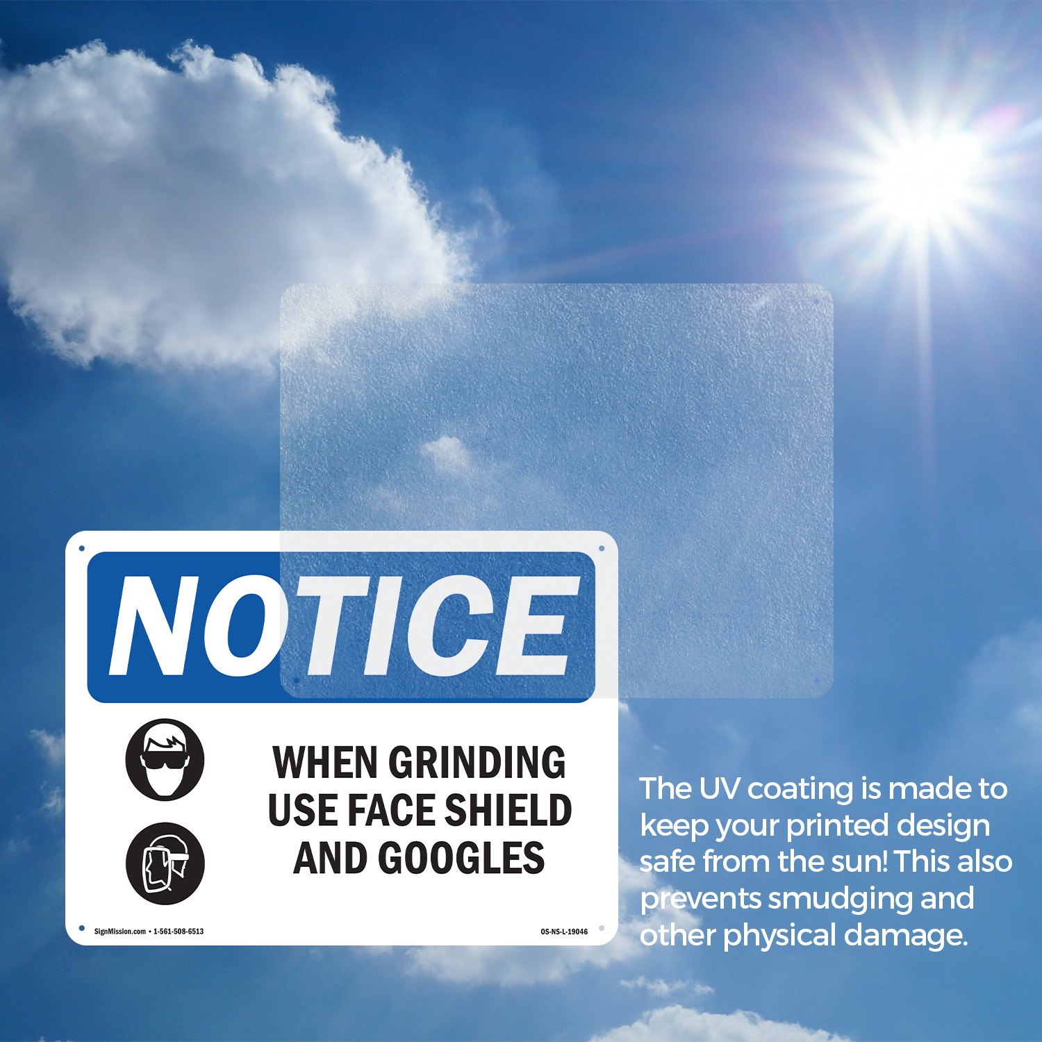 When Grinding Use Face Shield OSHA Notice Sign Metal Plastic, Decal 5 or 10 Pack