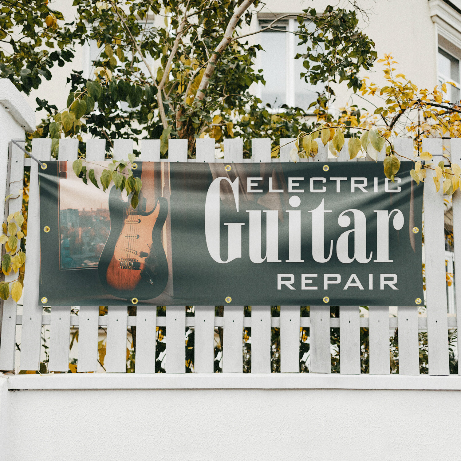 Electric Guitar Repair Vinyl Banner Sign with Metal Grommets Heavy-Duty