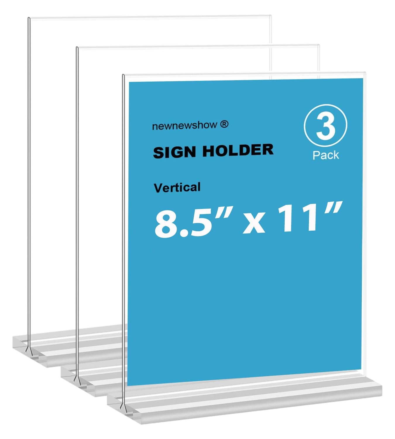 newnewshow 8.5×11 Clear Acrylic Sign Holder, Display 3 Pack 8.5×11, clear