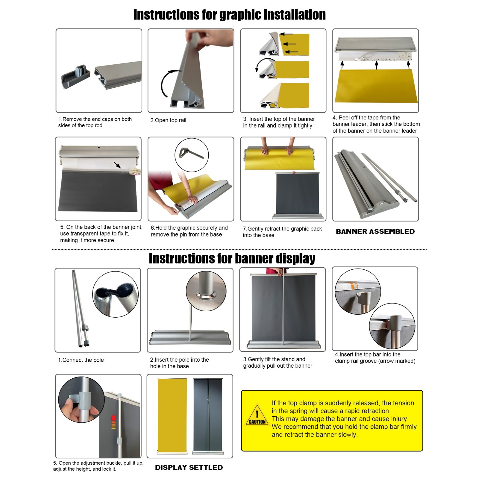 Deluxe Retractable Banner Stand 18&Prime;24&Prime;33.5&Prime;36&Prime;48&Prime;60&Prime;W (Stand ONLY) Widened Base