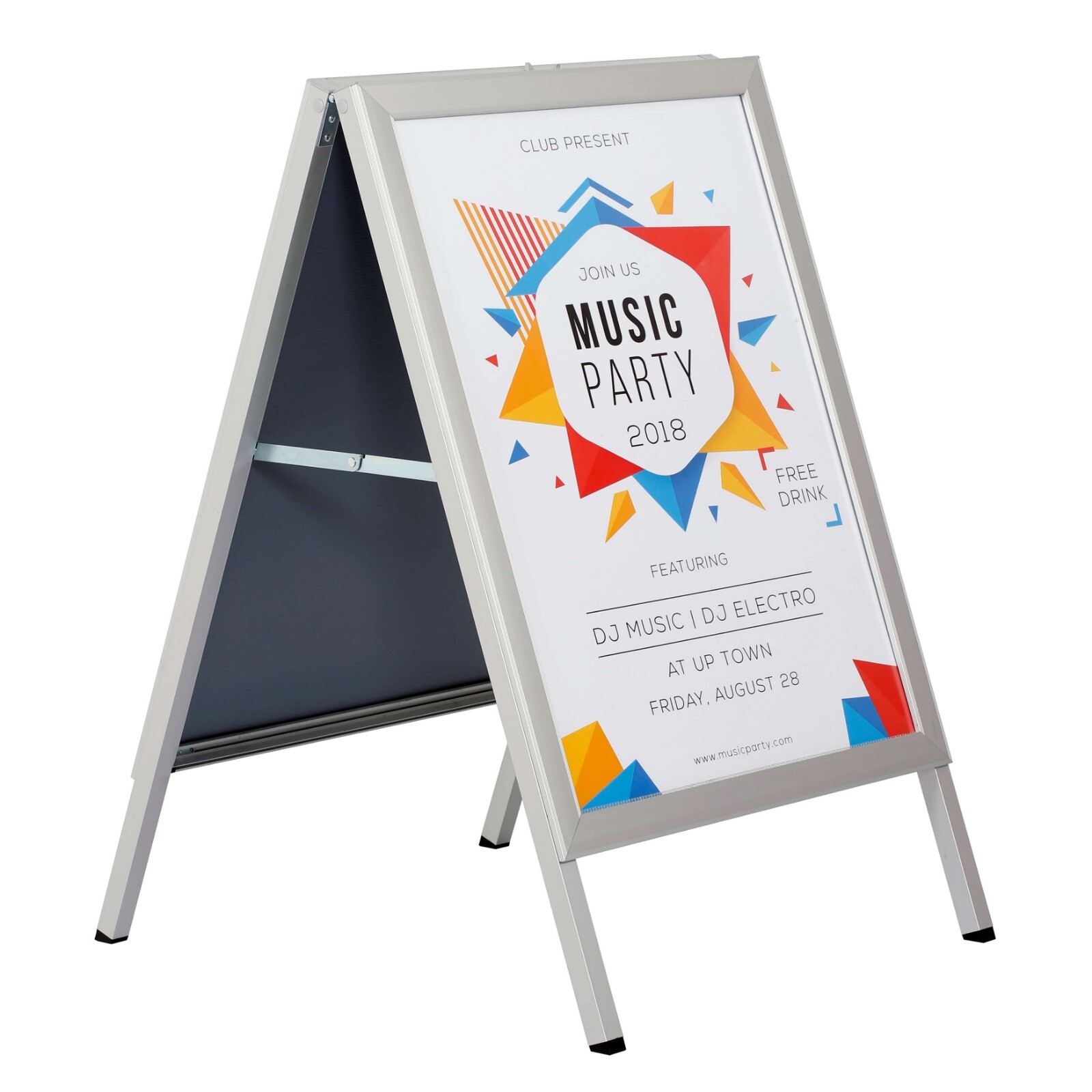 Slide-in A Frame Menu Double Sided Display Board 22×28&Prime; Sidewalk Sign Silver