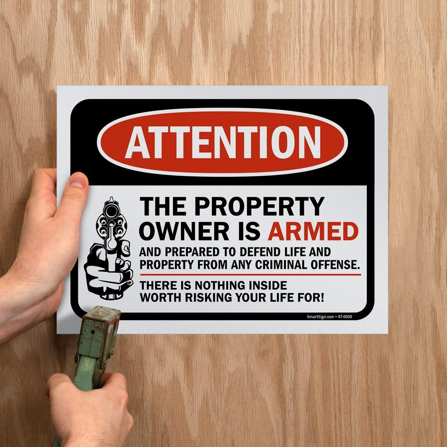 Pack of 5 9 x 12 inch “Attention – The Property Owner Is Armed” No Trespassin…