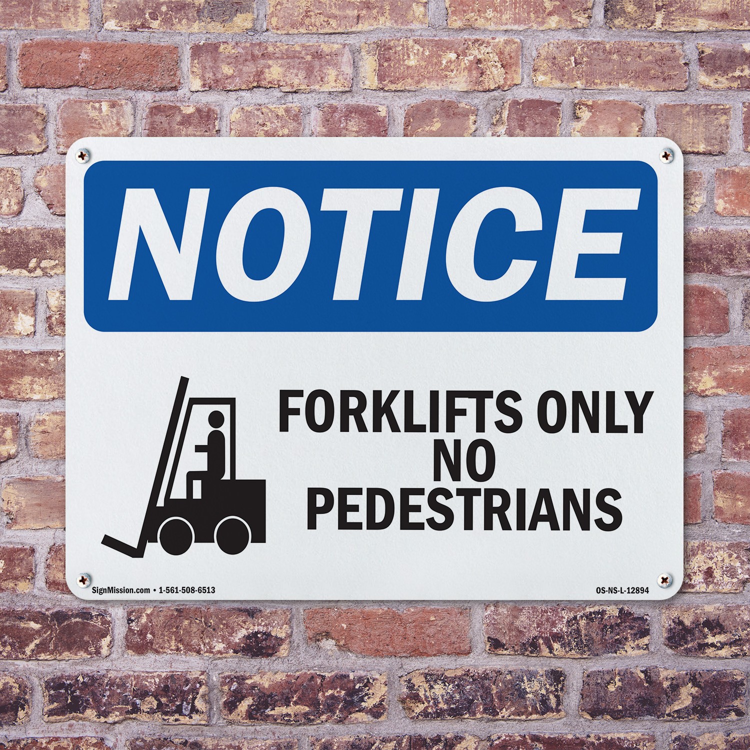 Forklifts Only No Pedestrians OSHA Notice Sign Metal Plastic, Decal 5 or 10 Pack