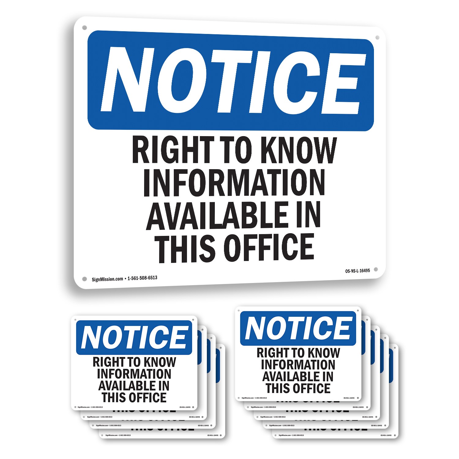 Right To Know Information Available OSHA Notice Sign Or Decal – 5 or 10 Pack