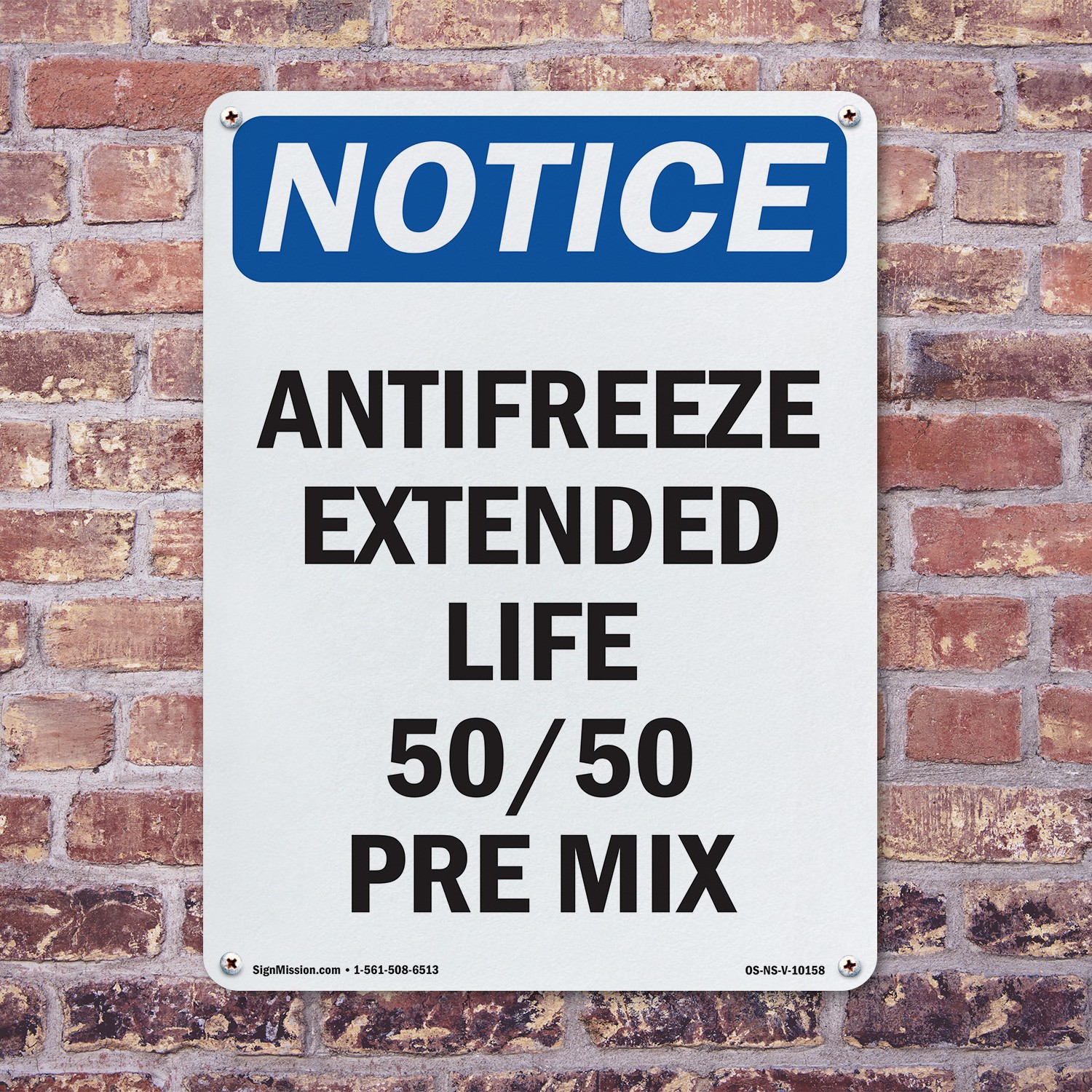 Antifreeze Extended Life 50 50 Pre Mix OSHA Notice Sign Or Decal – 5 or 10 Pack
