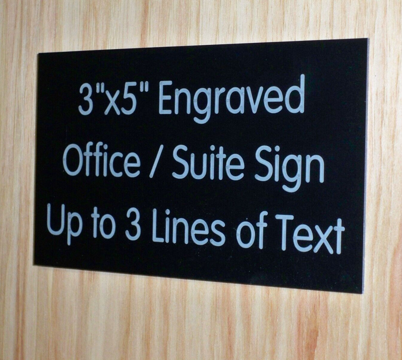Custom Engraved 3×5 Black & Silver Plaque Sign | Add Your Wording Adhesive