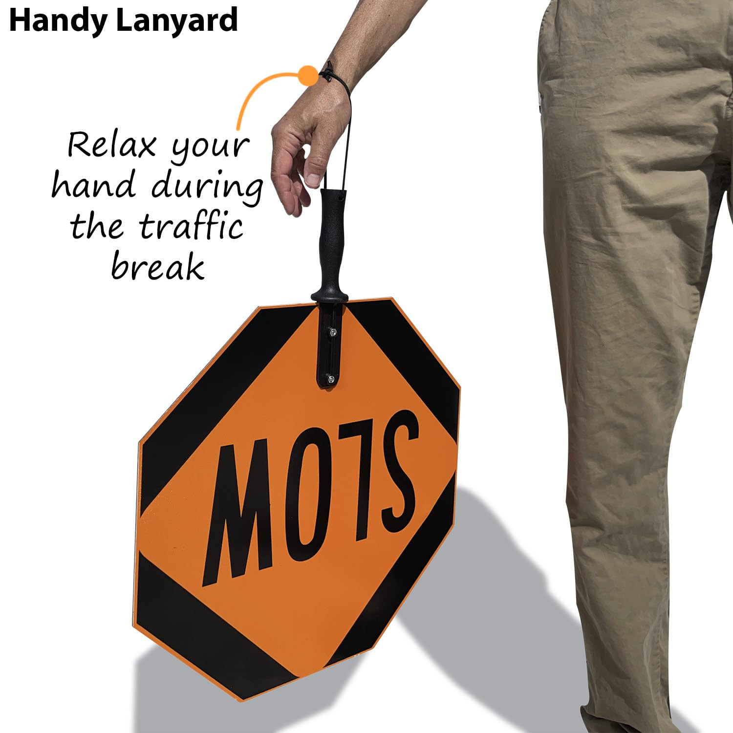 18&Prime; Handheld STOP-SLOW Paddle Sign, Double-Sided, Durable Aluminum, USA Made