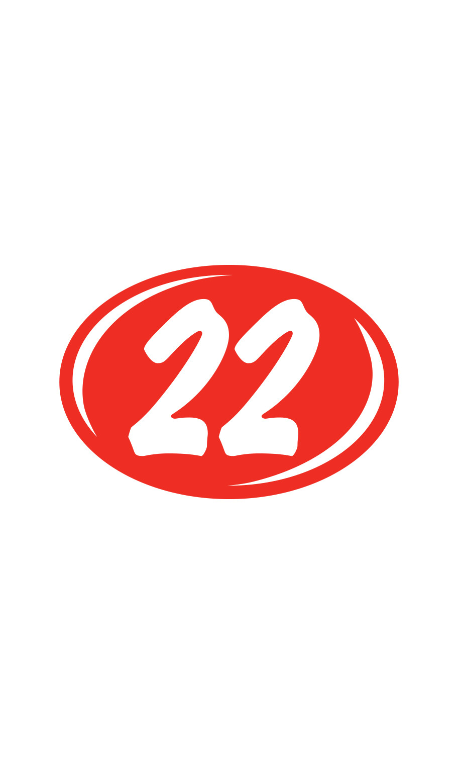 SSWBasics Oval 2-Digit Year Stickers – White/Red – « 22 » – Pack of 12