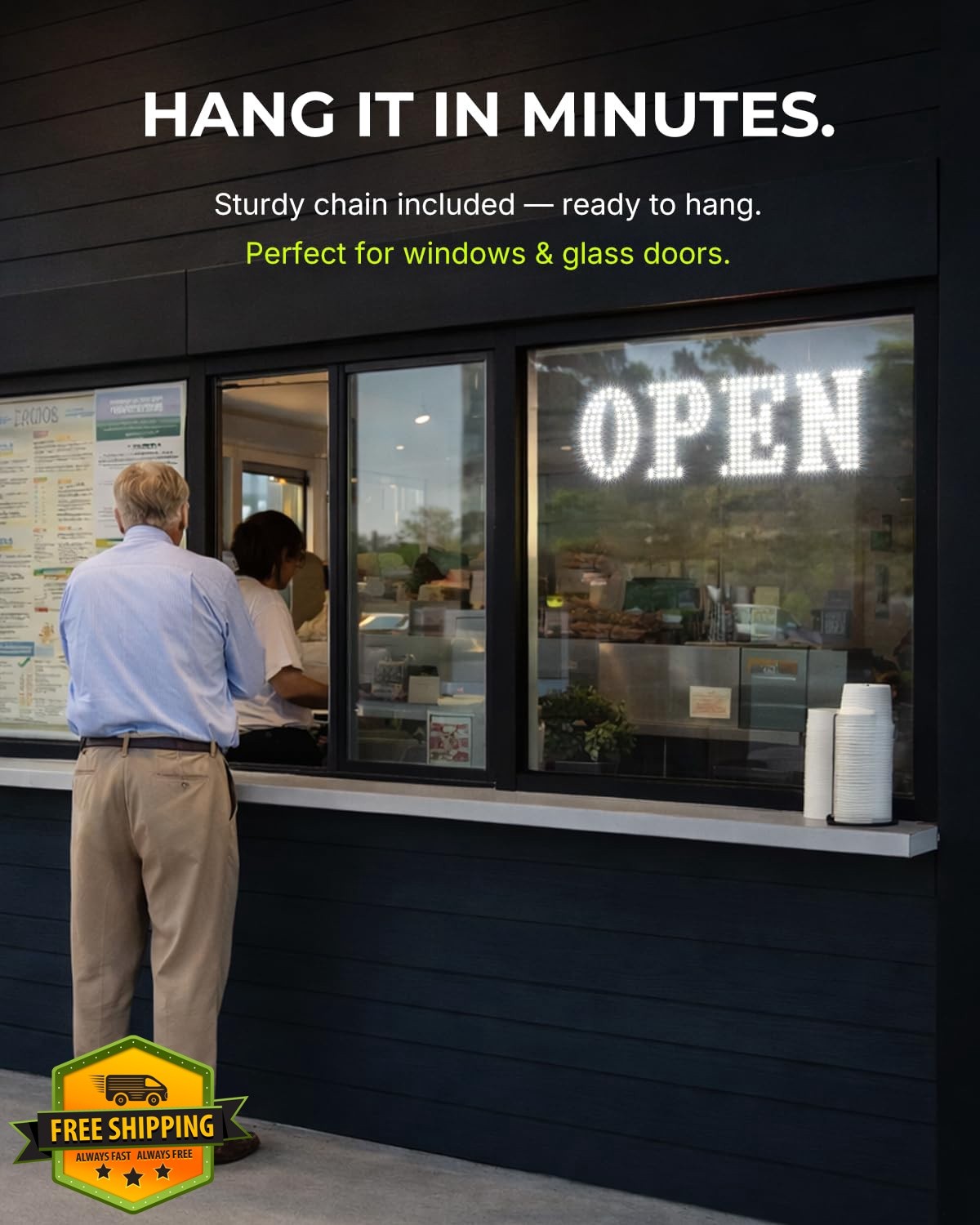 LemonNova LED Open Sign 30&Prime; x 10&Prime; White