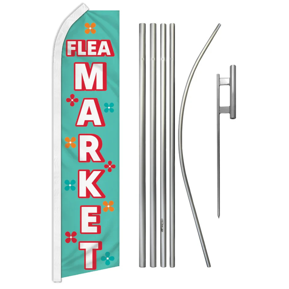Flea Market (Flowers) Swooper Flutter Feather Advertising Flag Pole Kit
