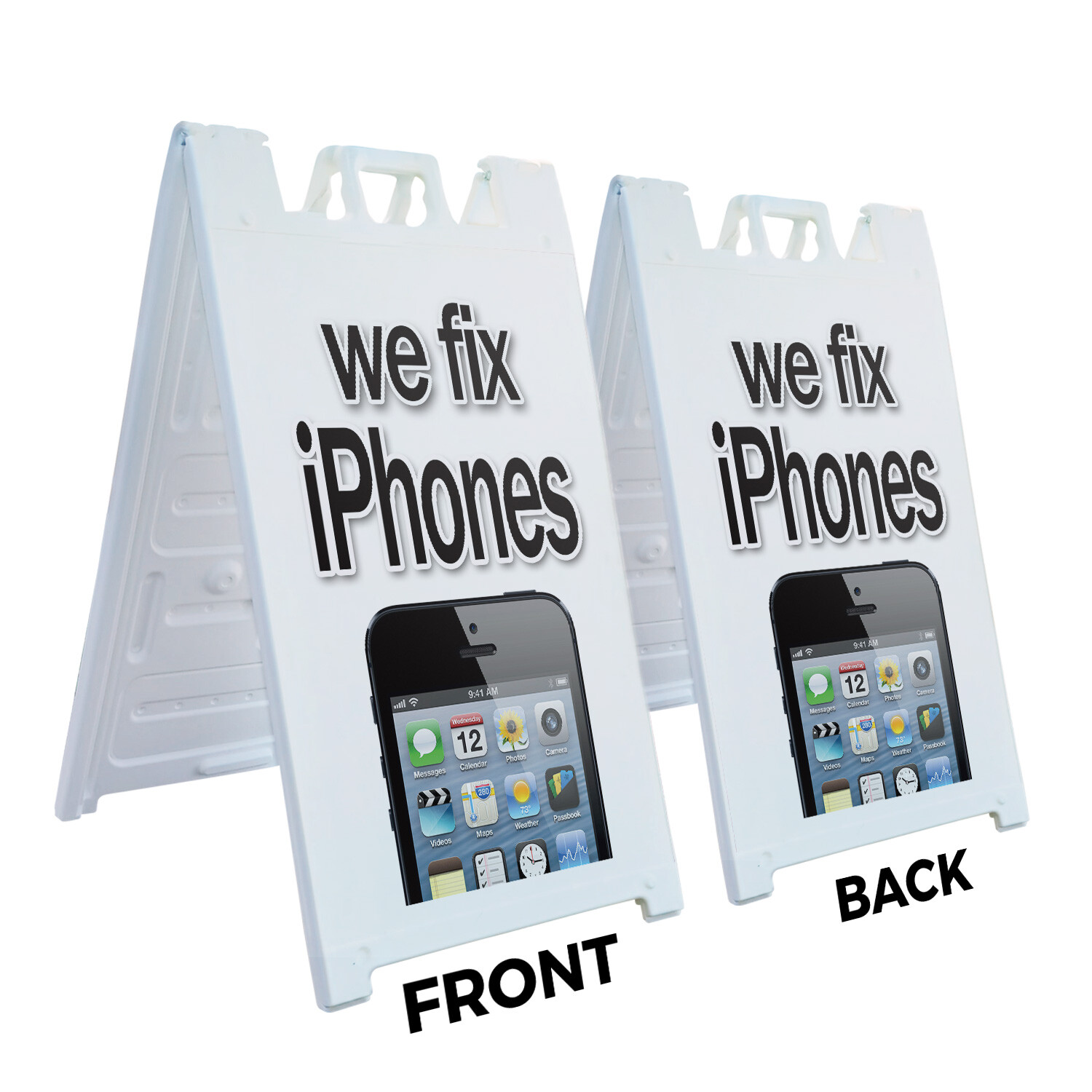 A-frame Sidewalk We Fix Iphones 24&Prime; x 36&Prime; Double Sided A-Frame Sidewalk Sign