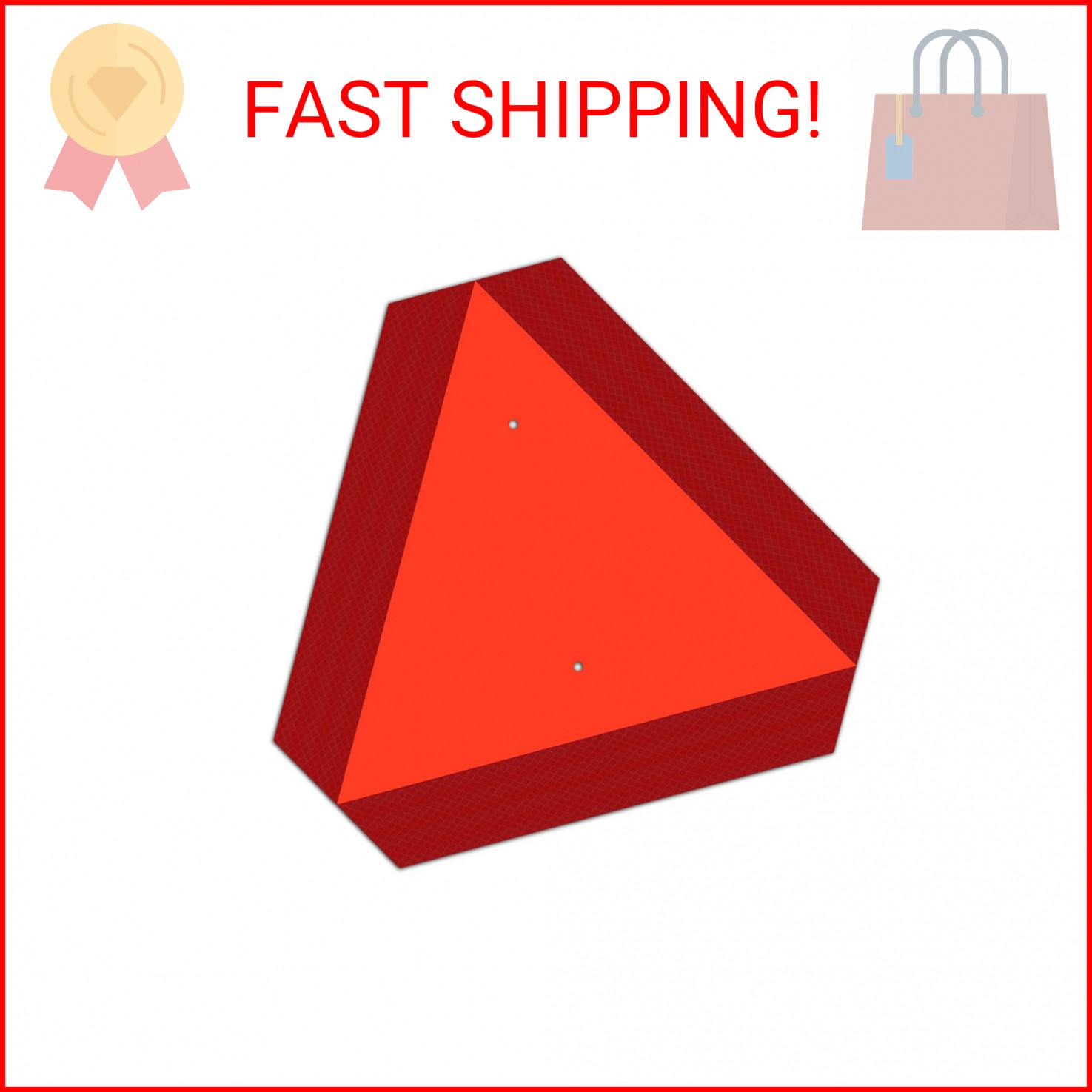 T&R Metal Slow Moving Vehicle Sign, Safety Triangle Sign – 14 x16 Inches – Refle