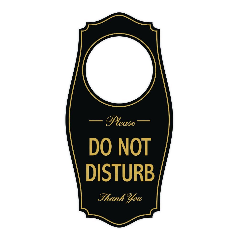 Do Not Disturb Door Hanger 4×8 Inch Black Gold Sign Privacy Notice 1 Pack