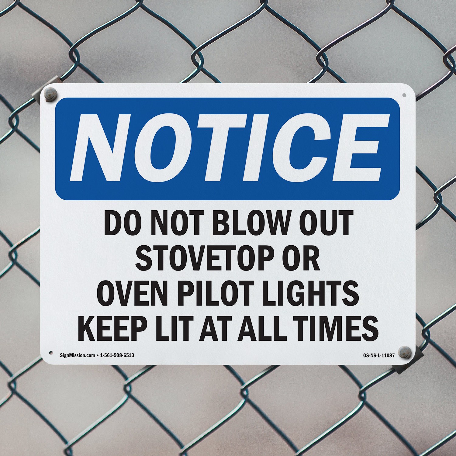 Do Not Blow Out Stovetop Or Oven Pilot Lights OSHA Notice Sign, Decal 5/10 Pack