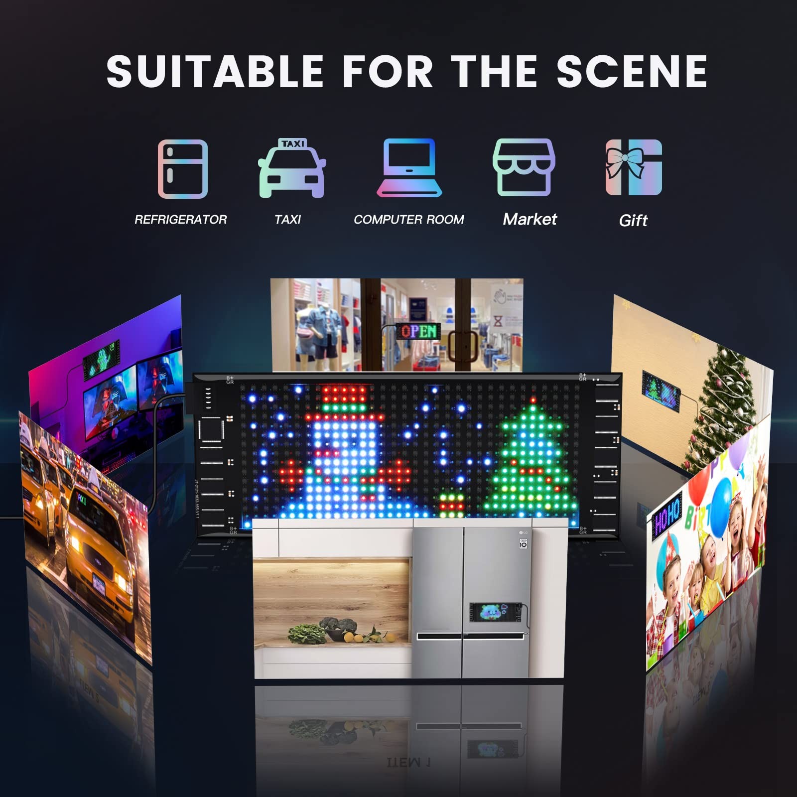 Mini LED Car Signs, 6.7 »x2.76 » Flexible USB 5V LED Digital Sign Bluetooth A…