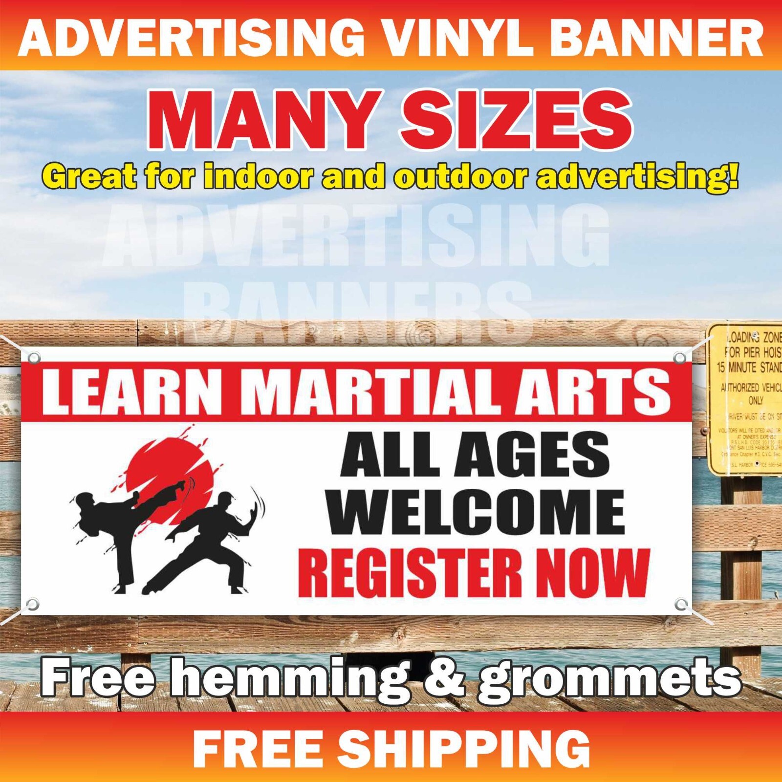 LEARN MARTIAL ARTS Advertising Banner Vinyl Sign Defense Zumba Yoga Karate Coach