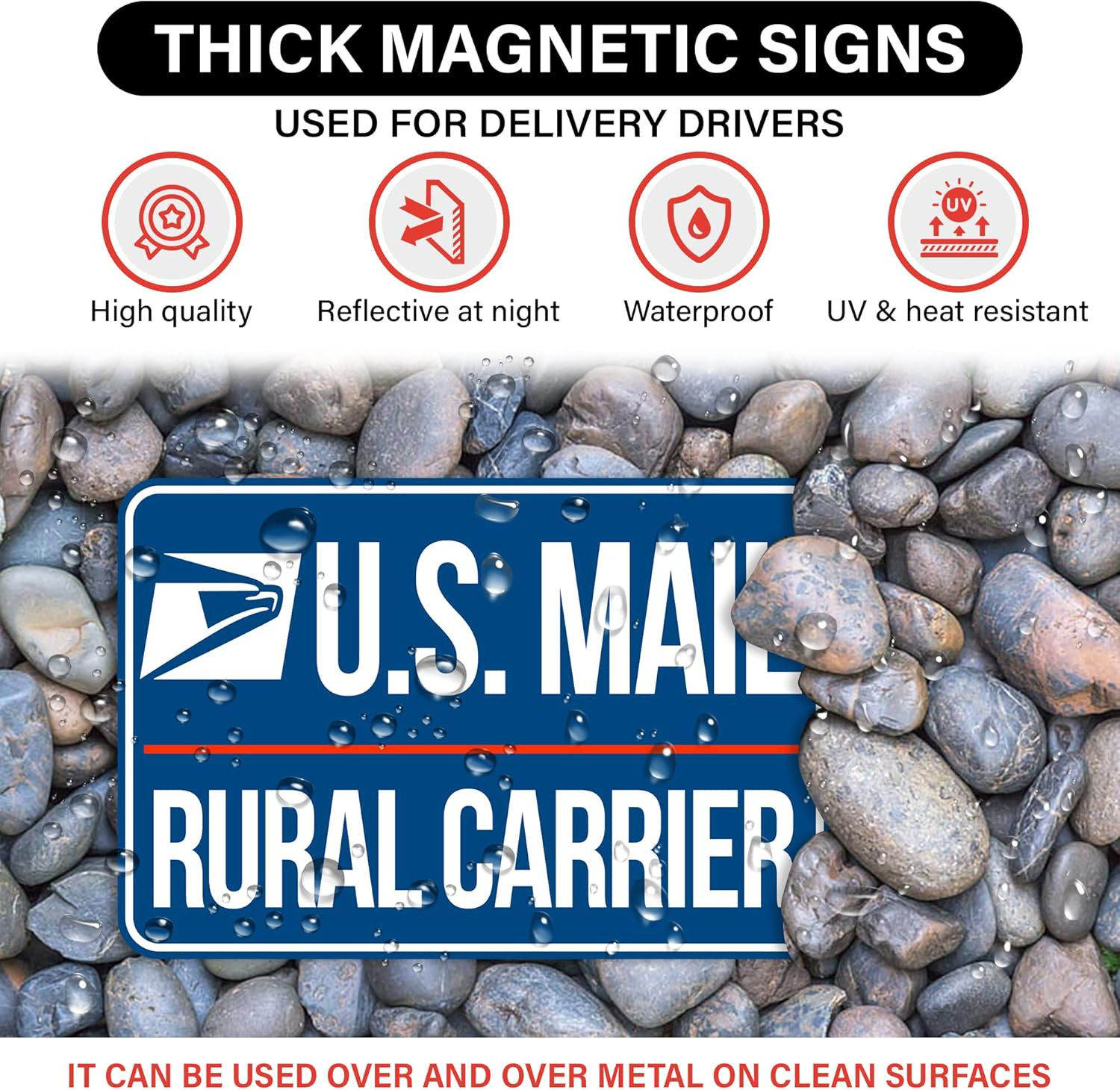 3 Pack Heavy Duty U.S. Mail Delivery Driver Magnetic Signs Rural Delivery Carrie