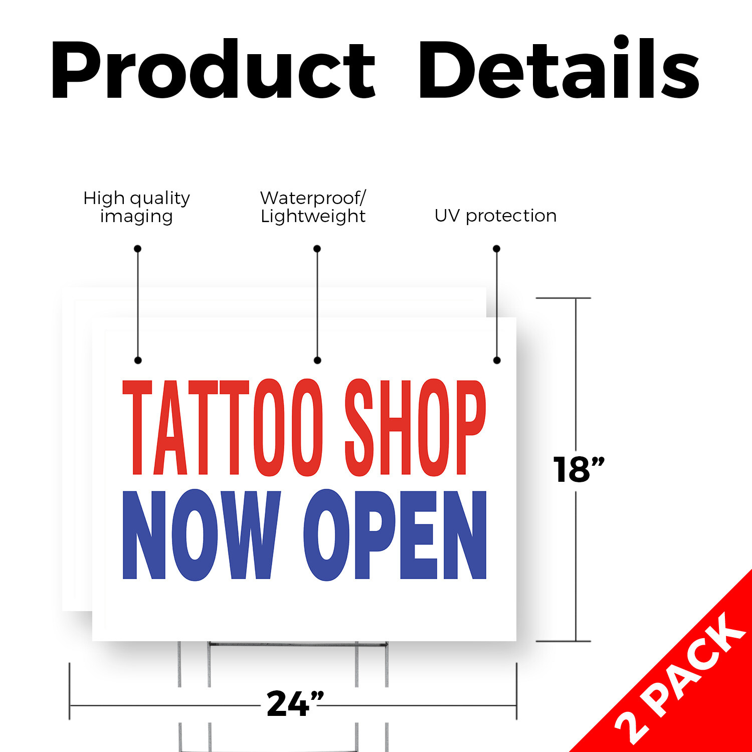 Tattoo Shop Now Open Yard Sign Grand Opening, Professional Artists, Bold Design