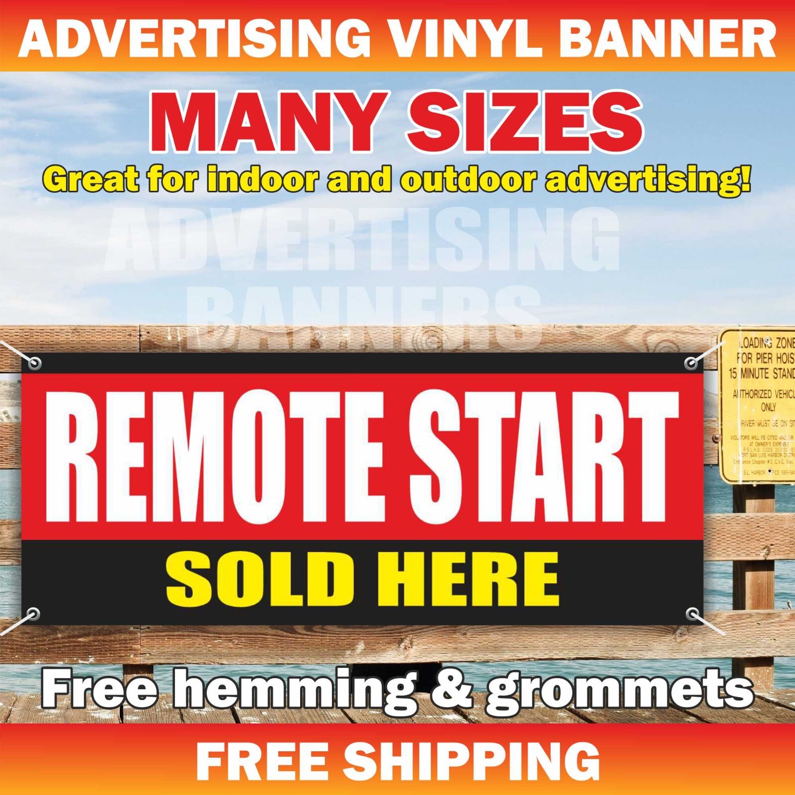 REMOTE START SOLD HERE Advertising Banner Vinyl Mesh Sign auto shop service car