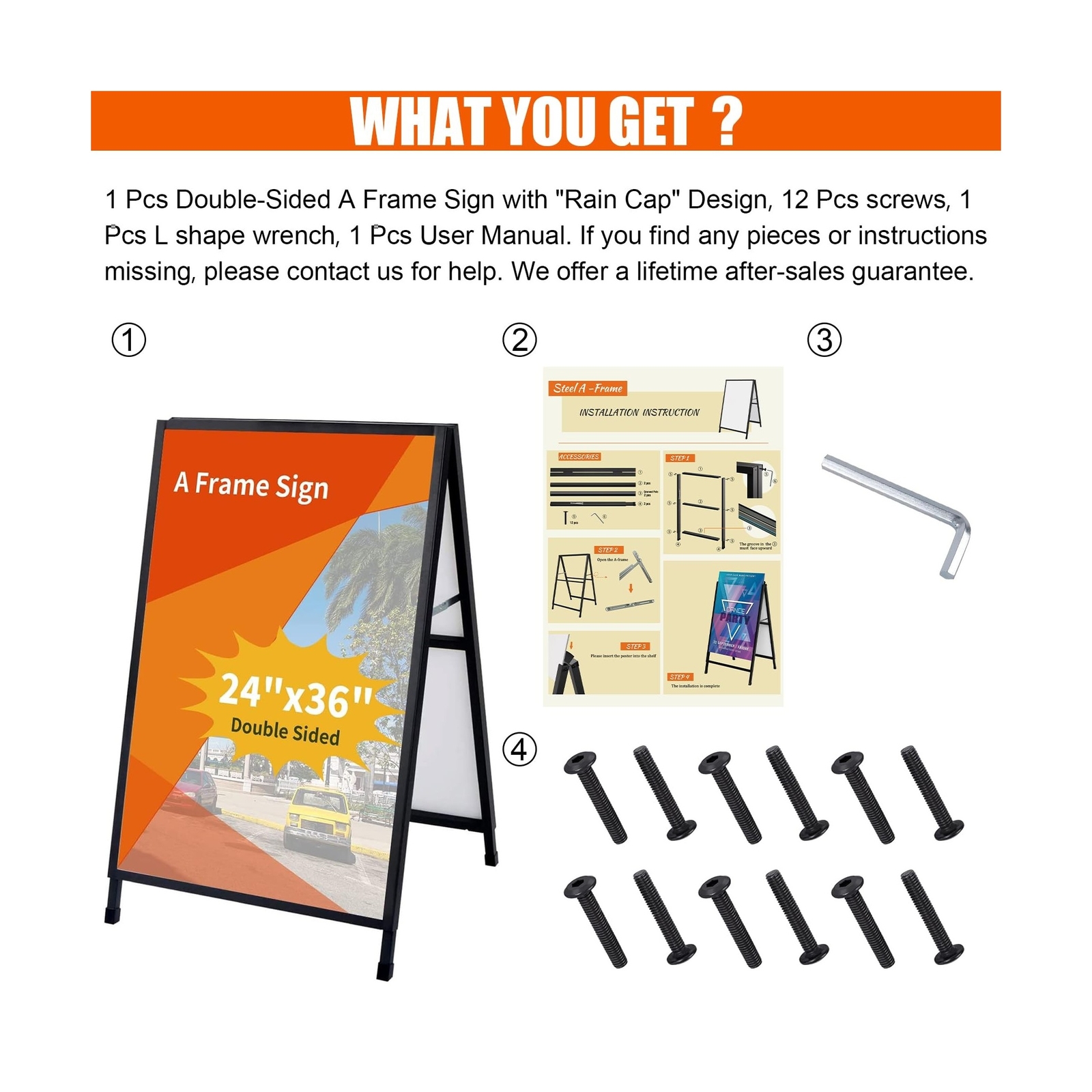 24 x 36 Inch A Frame Sign Double-Sided Folding Sandwich Board Heavy Duty Slid…