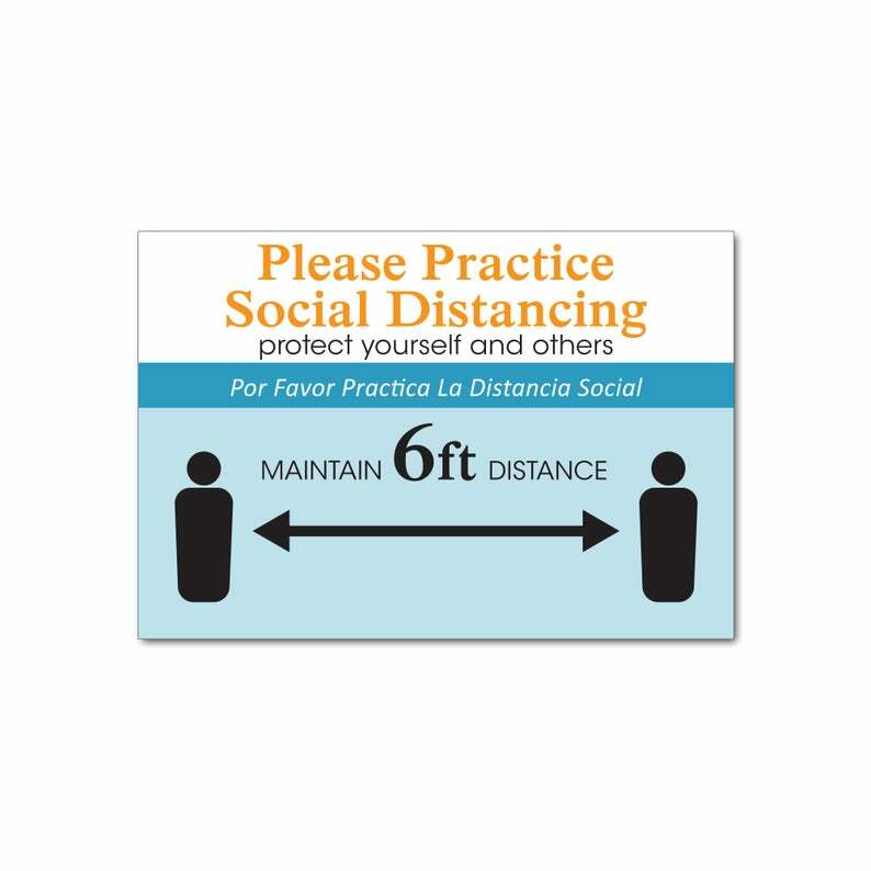 Please Practice Social Distancing Business Store Sign ~ 6ft Apart Sign 19&Prime; x 13&Prime;