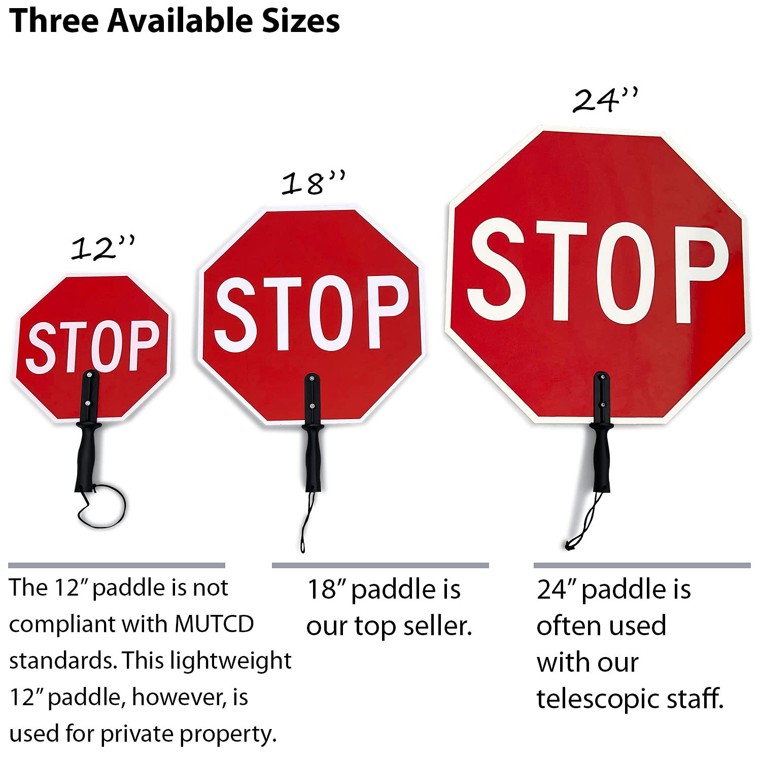 18&Prime; Handheld STOP-SLOW Paddle Sign, Double-Sided, Durable Aluminum, USA Made