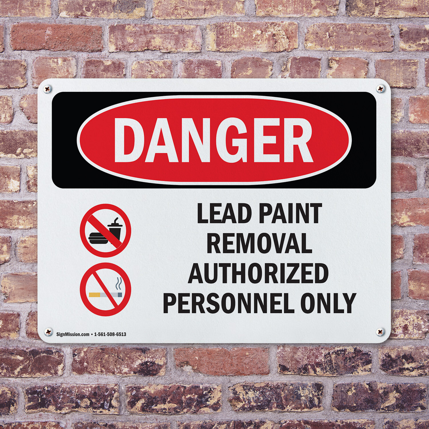 (2 Pack) Lead Paint Removal Authorized OSHA Danger Sign Decal Metal Plastic