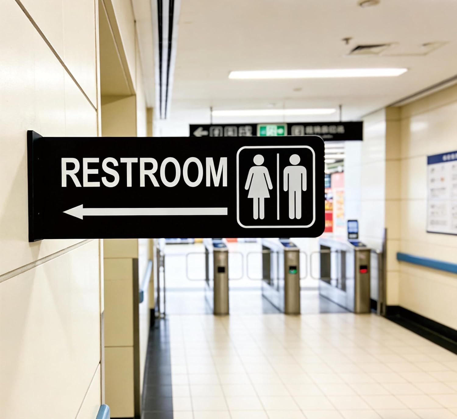 Commercial Double-Sided Restroom Sign – Restroom Sign with Arrow – Wall-Mounted