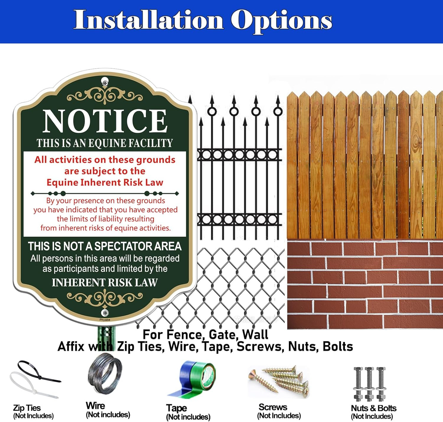 Equine Liability Sign – 10×14 Inch Metal Farm Sign, 2 Pack, Weather Resistant