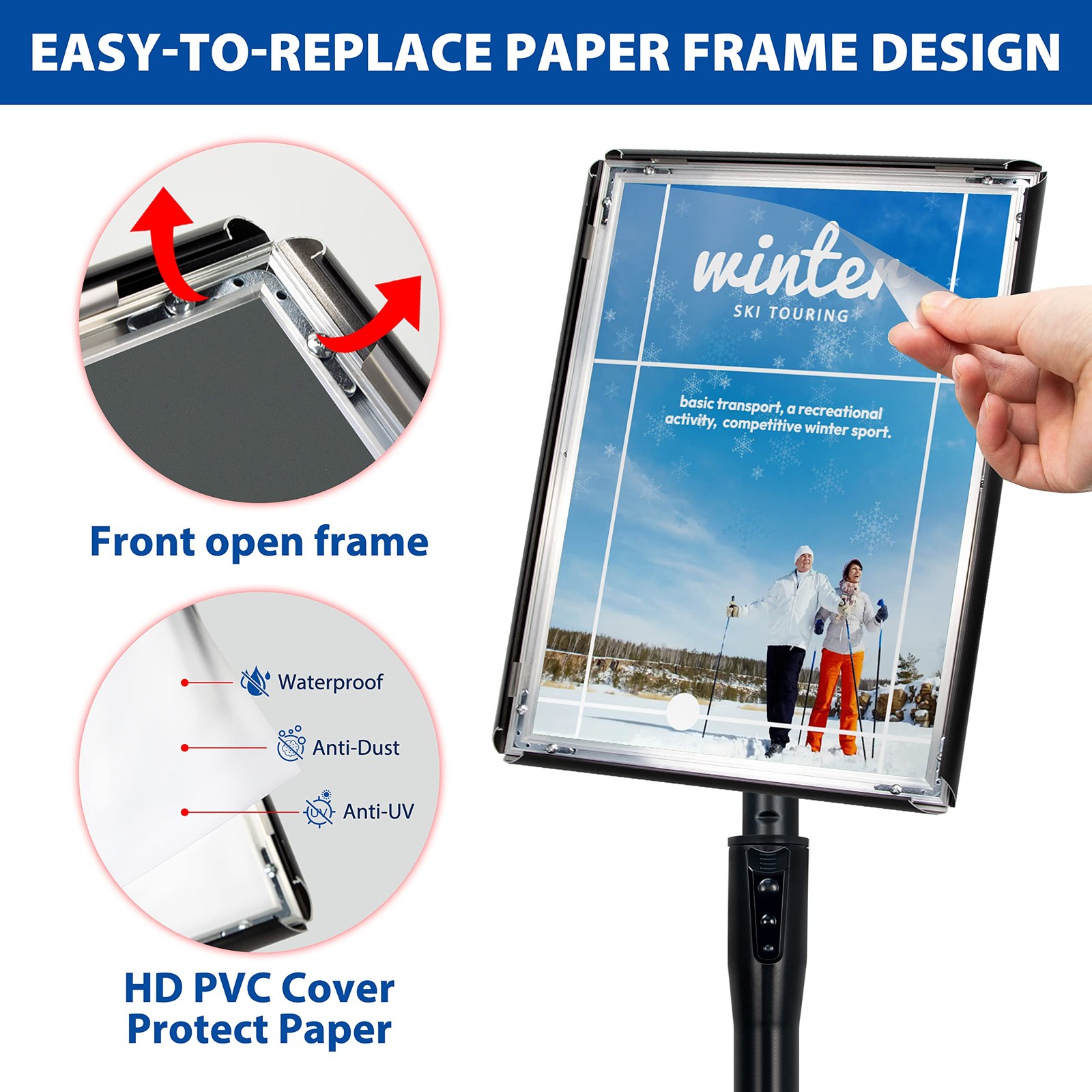 6Packs 8.5×11 Inch Adjustable Pedestal 8.5 x 11 inches (6 Pack), Black