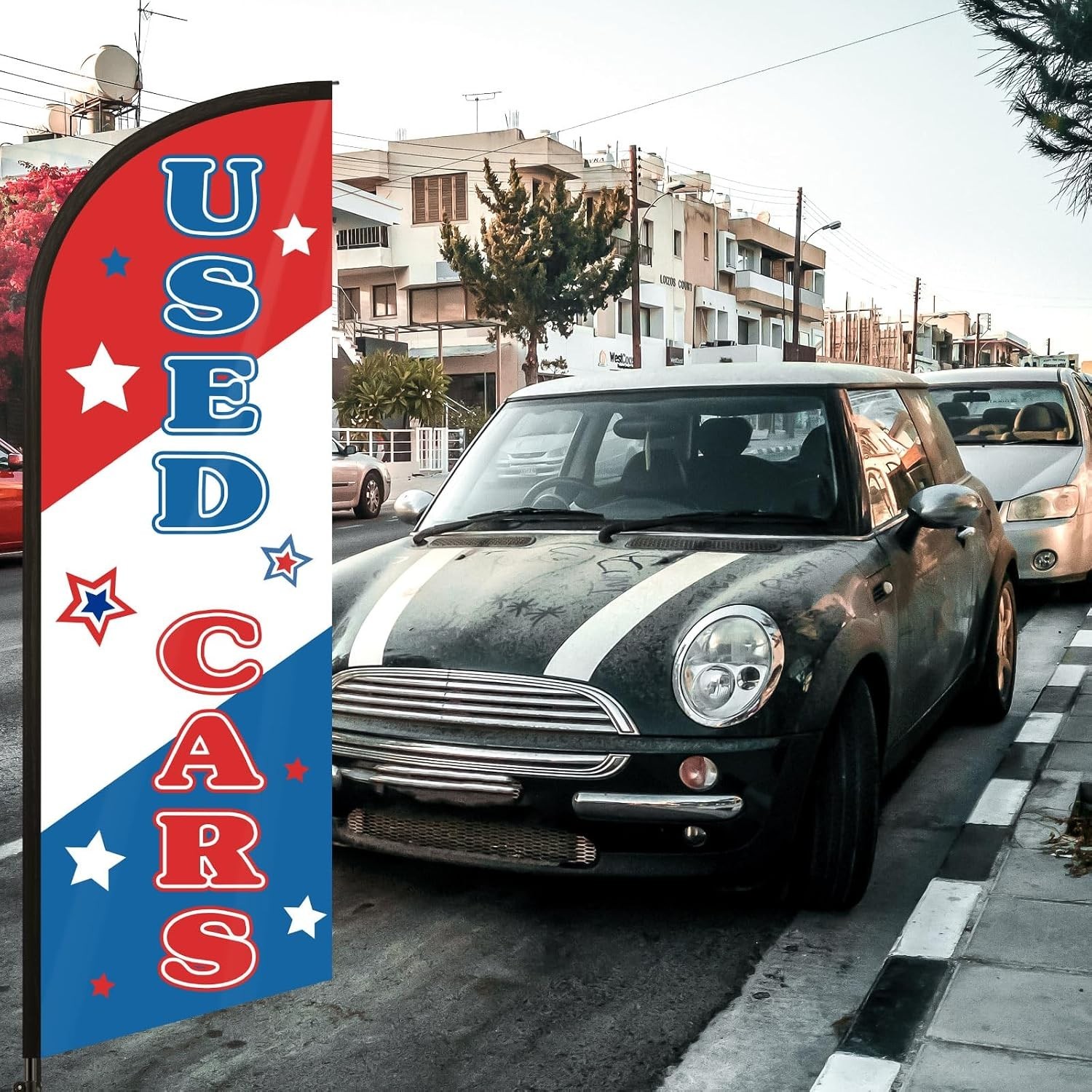 Promote Your Business with 7ft Used Cars Feather Flag – Complete Setup Included