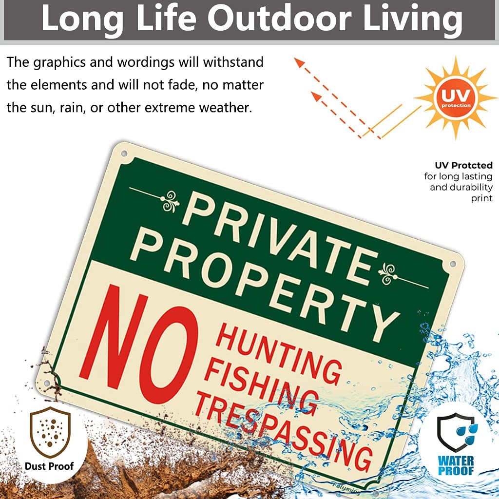 2 Pack Private Property No Hunting No Fishing No Trespassing Signs 10 x 7 Inc…