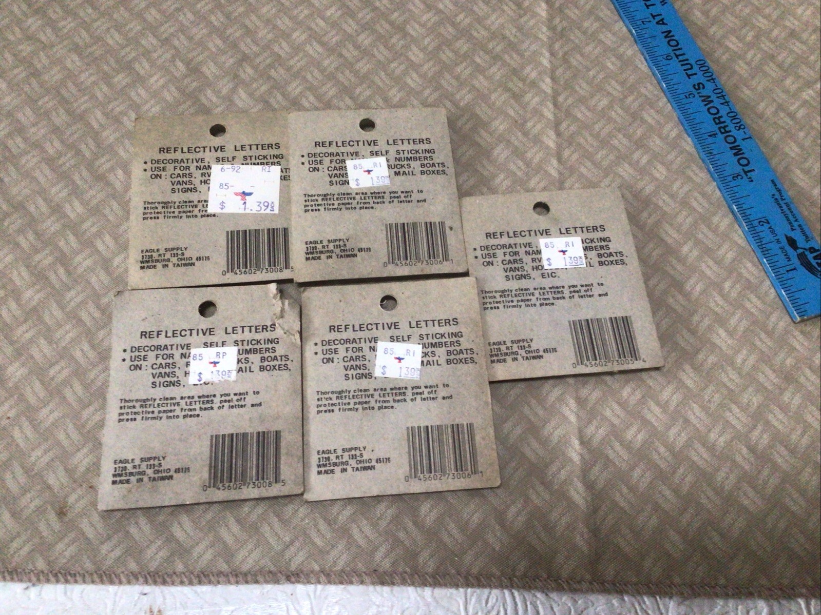 Plastic Reflective Numbers 2&Prime; Eagle Brand 2 # 8, 2# 6 & 1# 5.