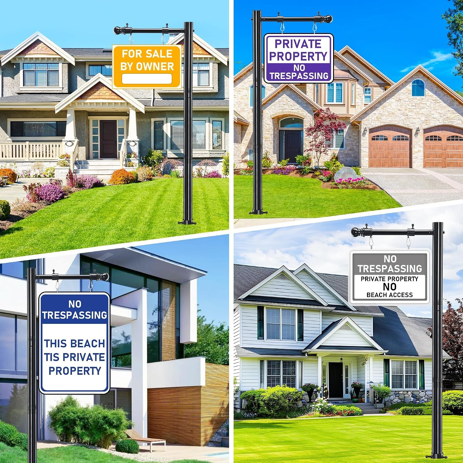Real Estate Sign Post, 100 inch Realtor Yard Post for Sale 100&Prime;, black