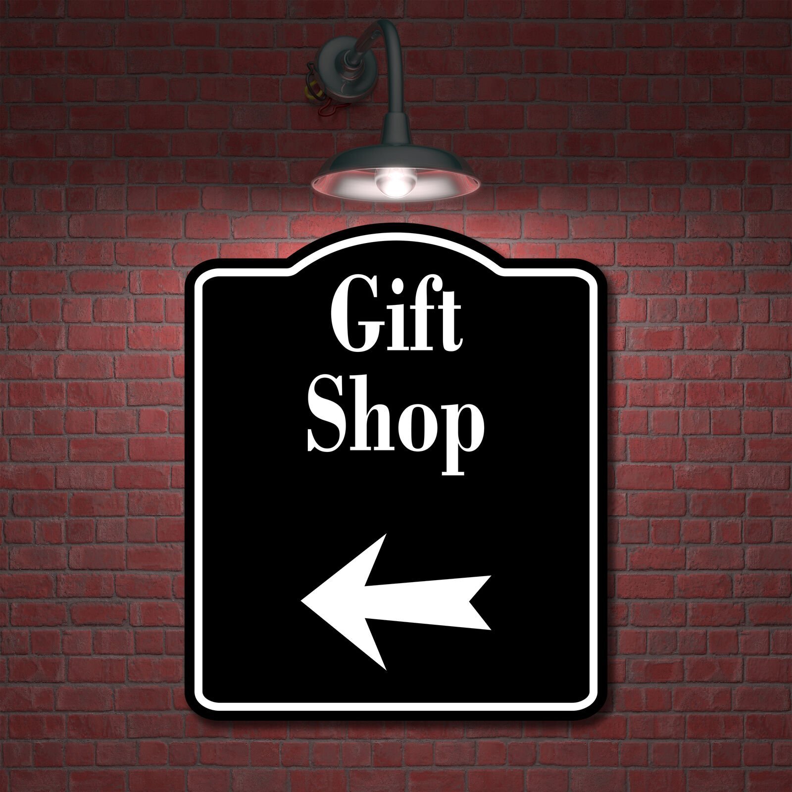 Gift Shop Left Arrow BLACK Aluminum Composite Sign